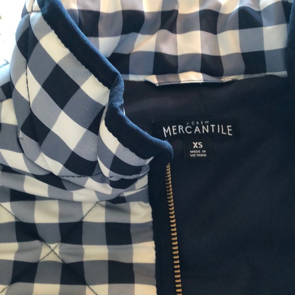 J. Crew Navy White Gingham Quilted Vest Size XS - Picture 3 of 4
